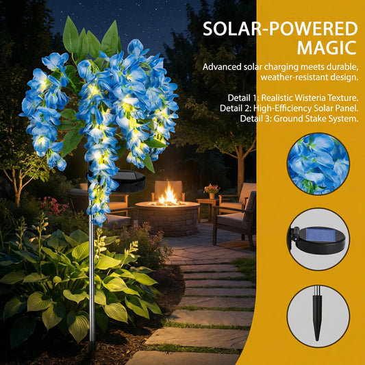 Solar LED Wisteria Flower Stake Lights for Outdoor Garden