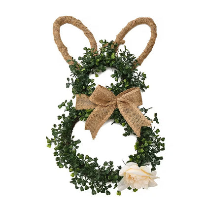 Easter Bunny-Themed Artificial Flower Wreath