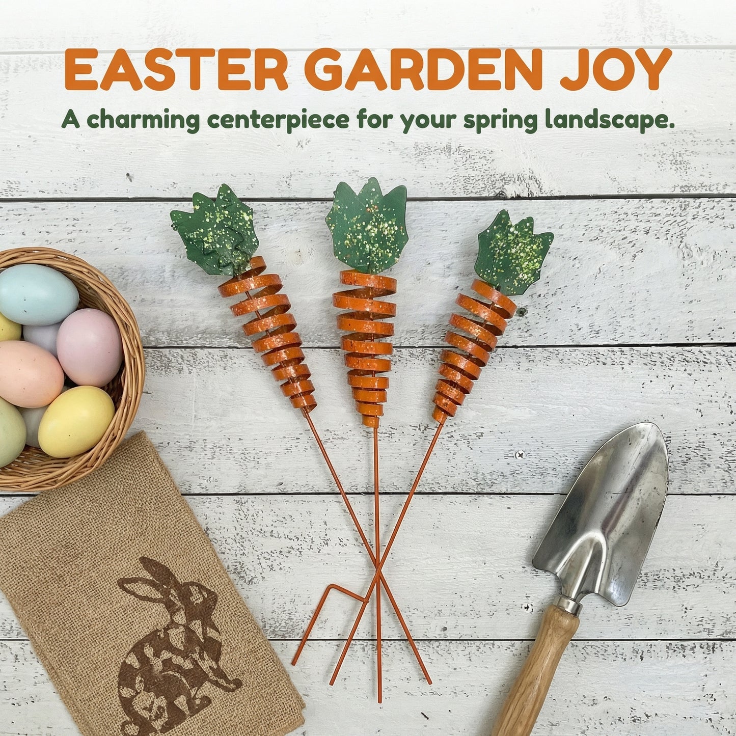 Easter Garden Carrot  Stake for Outdoor Lawn, Planter & Flower Bed Decoration