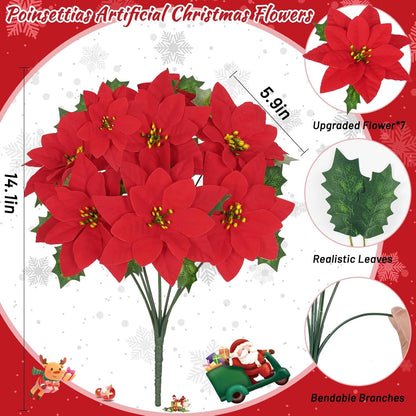 🎄2025 Christmas On Sale✨Poinsettias Artificial Christmas Flowers Indoor Outdoor Decor
