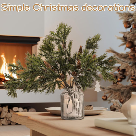 🎄2025 Christmas On Sale✨Christmas Artificial Cedar Stems with Pine Cones