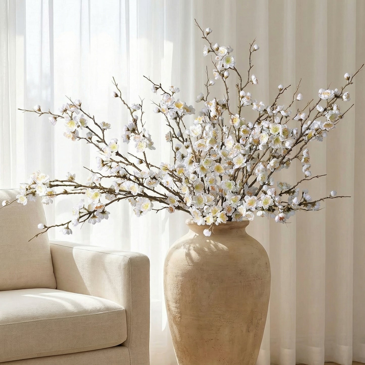 5 Stems Artificial Cherry Blossom Branches Spring Indoor Decoration