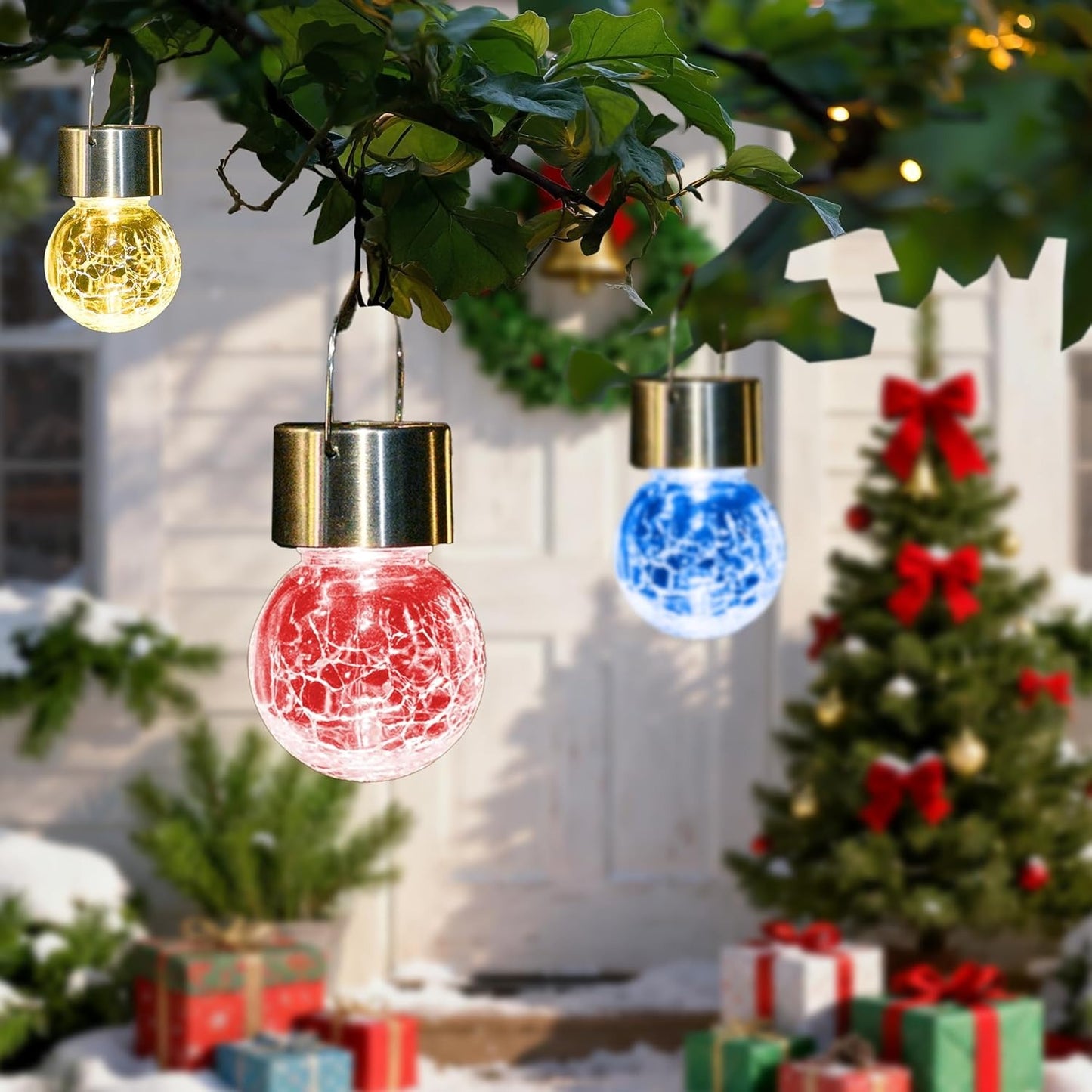 Hanging Cracked Glass Ball Solar Lights