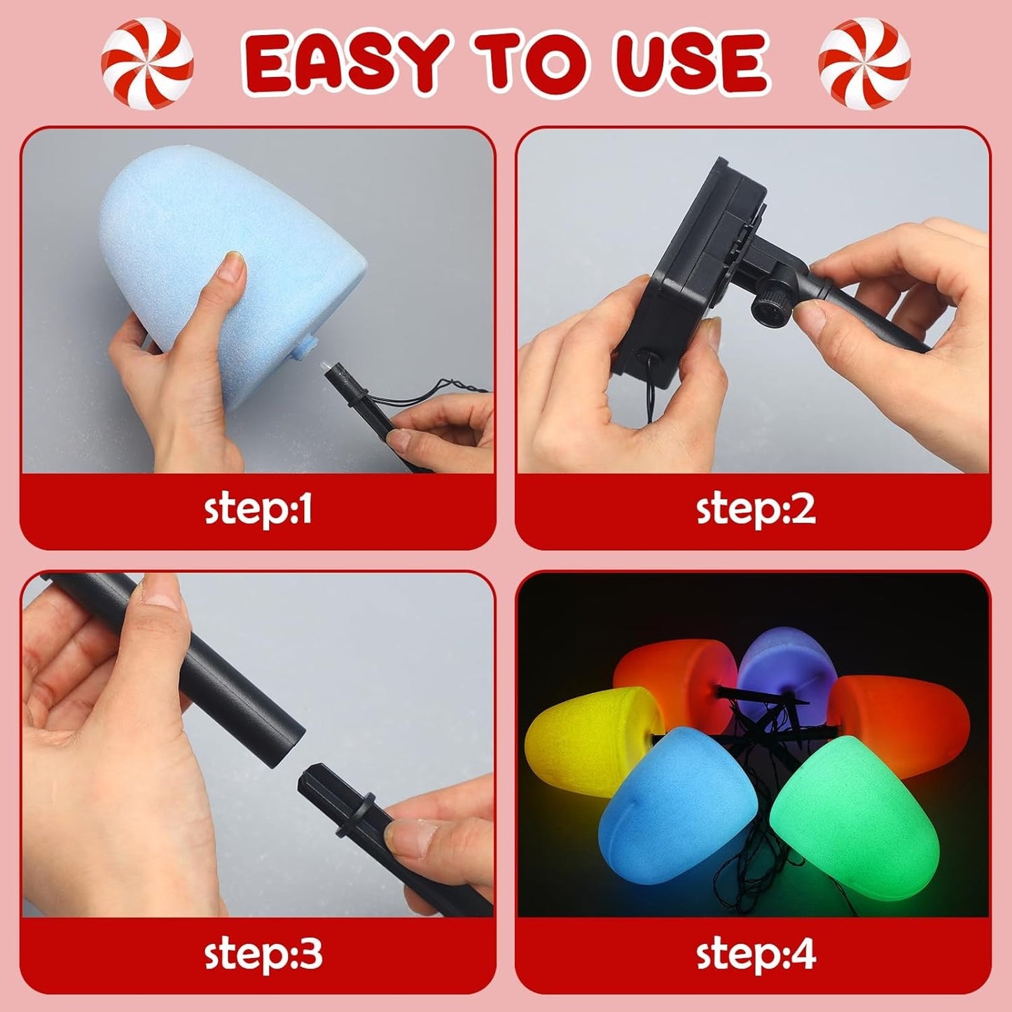 🎄2025 Christmas On Sale🍬5 Pack Christmas Sugared Gumdrop Pathway Solar Lights