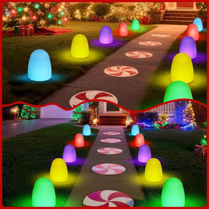 🎄2025 Christmas On Sale🍬5 Pack Christmas Sugared Gumdrop Pathway Solar Lights