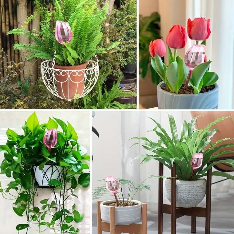 Tulip-Shaped Plant Watering Globes with Narrow Nozzle Slow-Drip Design