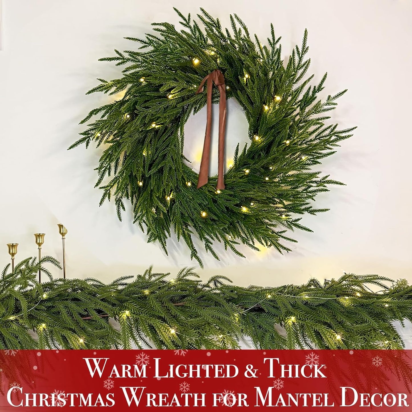 🎄Early Christmas Sale🔥Lighted Norfolk Pine Wreath