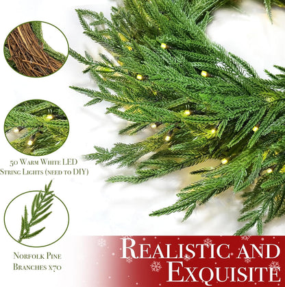 🎄Early Christmas Sale🔥Lighted Norfolk Pine Wreath