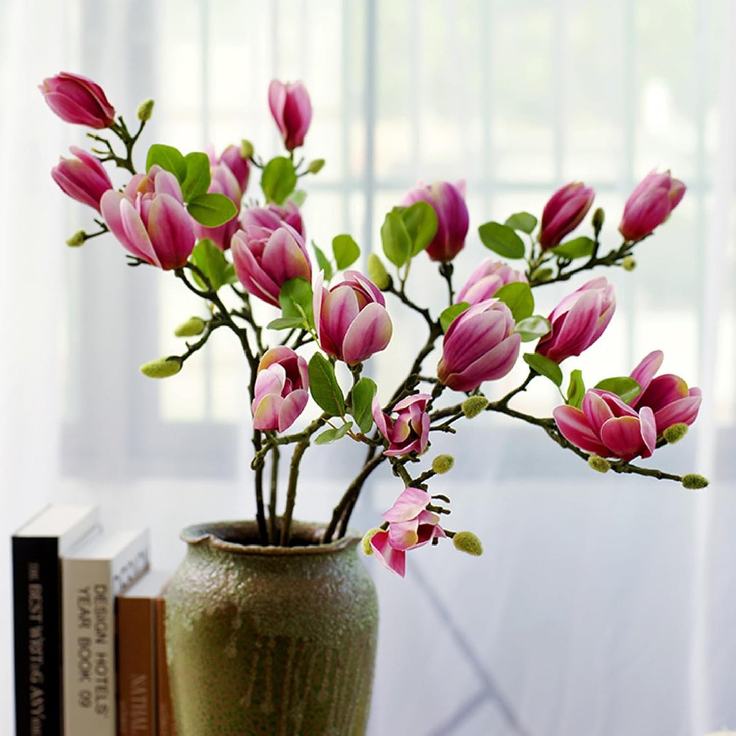Artificial Magnolia Flower Branches Stem
