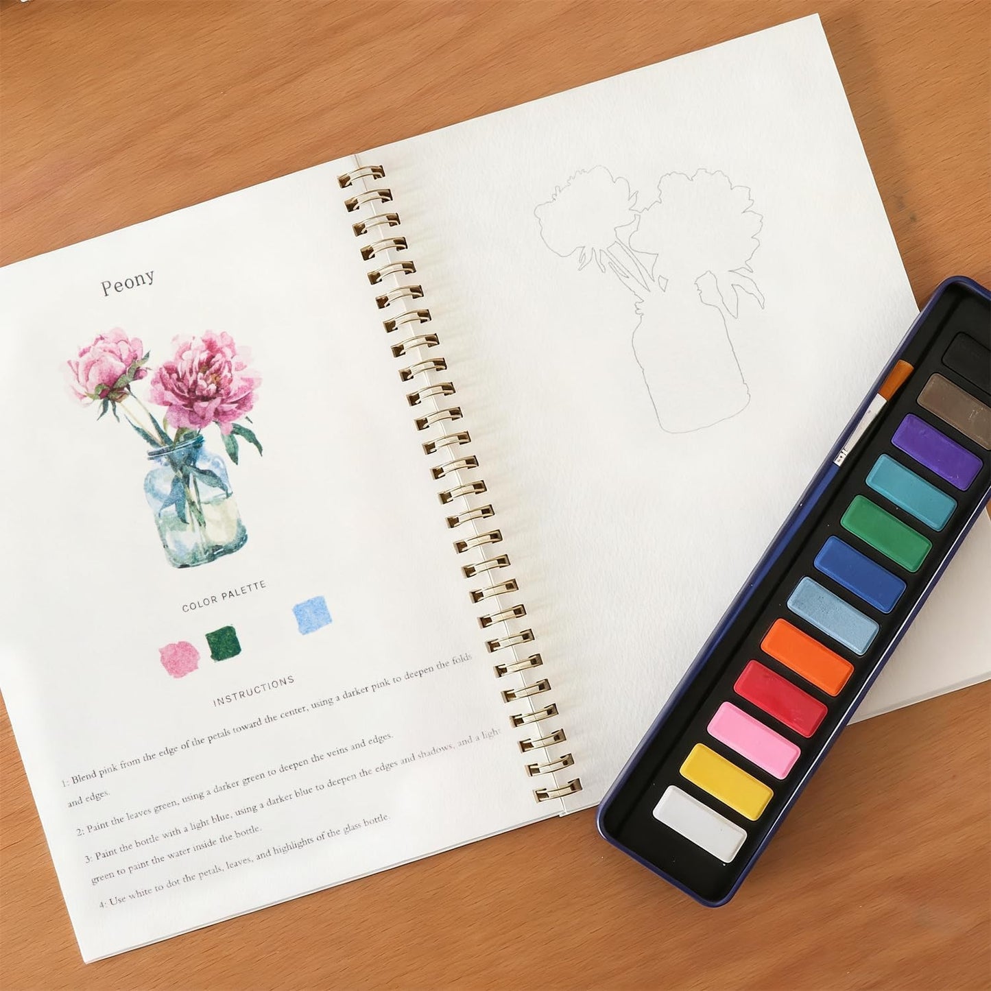 Beginner Watercolor Workbook Painting Kit
