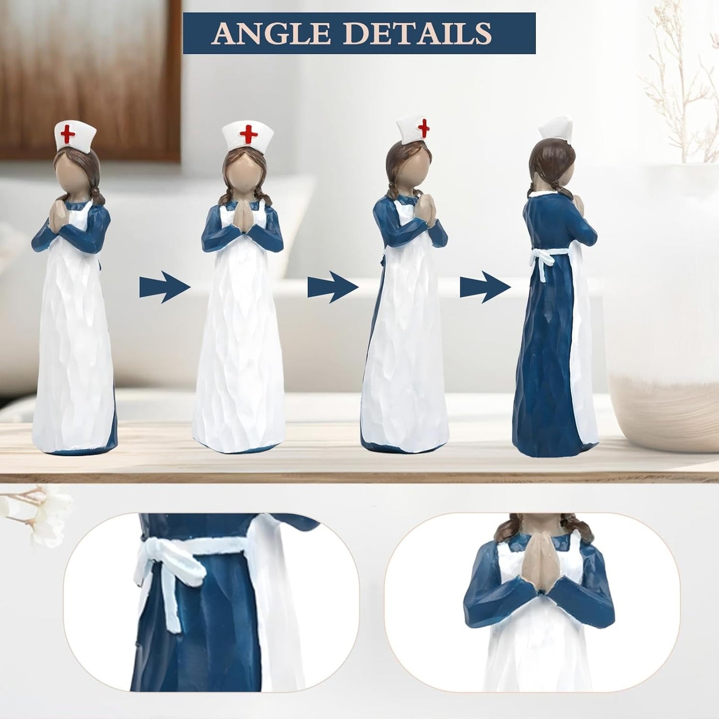 Hand-Painted Resin Angel Nurse Statue – Inspirational Nurse Figurine for Appreciation, Care & Hope