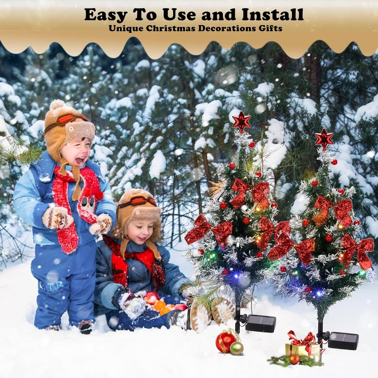 🎄2025 Christmas On Sale✨Solar Christmas Cedar Tree Lights，Waterproof