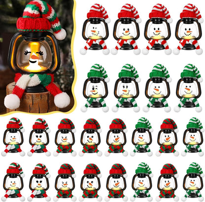 🎄Early Christmas Sale⛄4 PCS Mini Snowman Lantern with Hats and Scarves