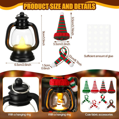 🎄Early Christmas Sale⛄4 PCS Mini Snowman Lantern with Hats and Scarves