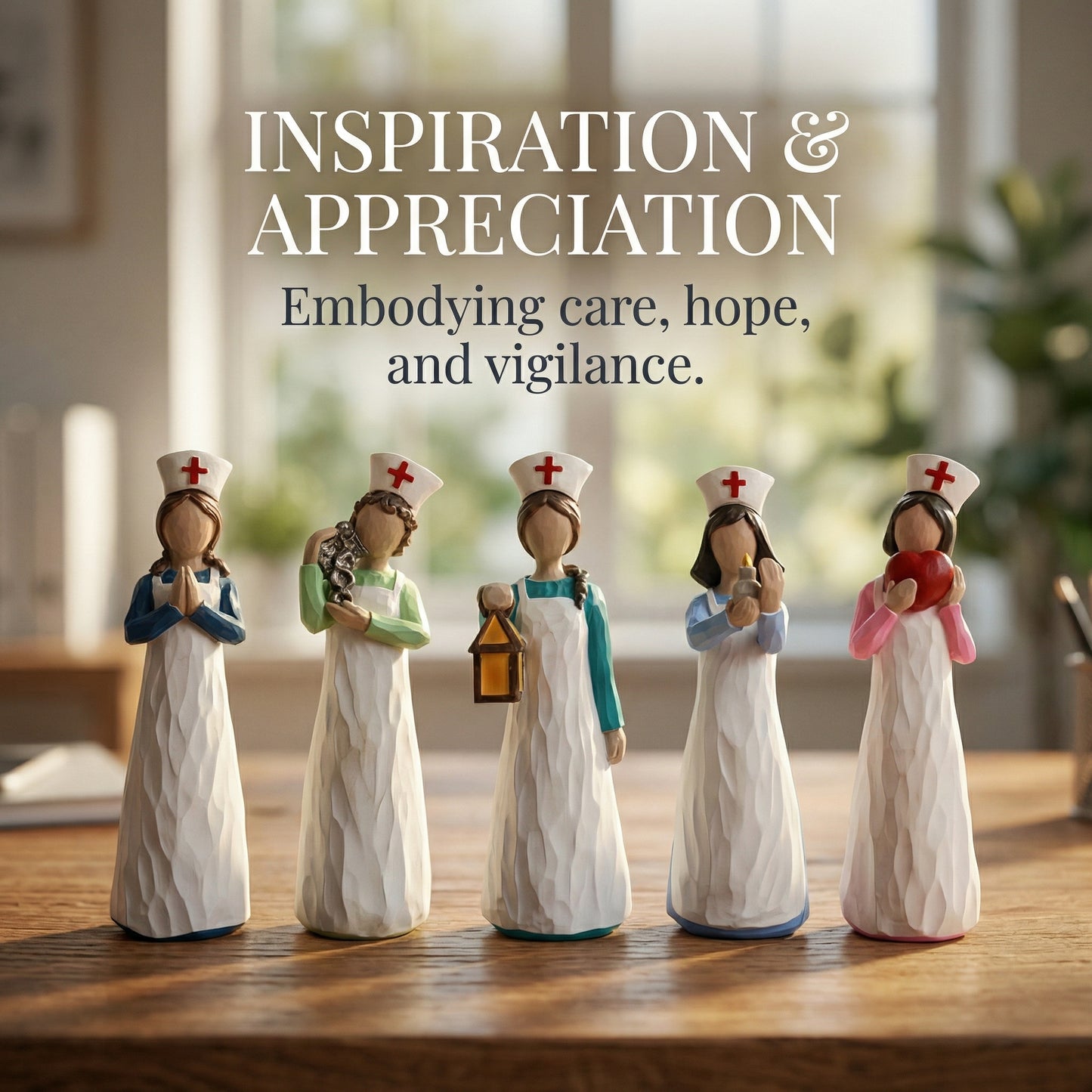 Hand-Painted Resin Angel Nurse Statue – Inspirational Nurse Figurine for Appreciation, Care & Hope