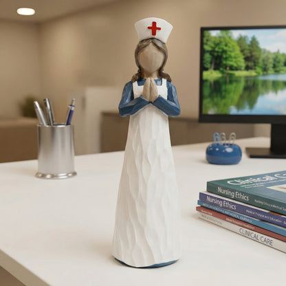 Hand-Painted Resin Angel Nurse Statue – Inspirational Nurse Figurine for Appreciation, Care & Hope