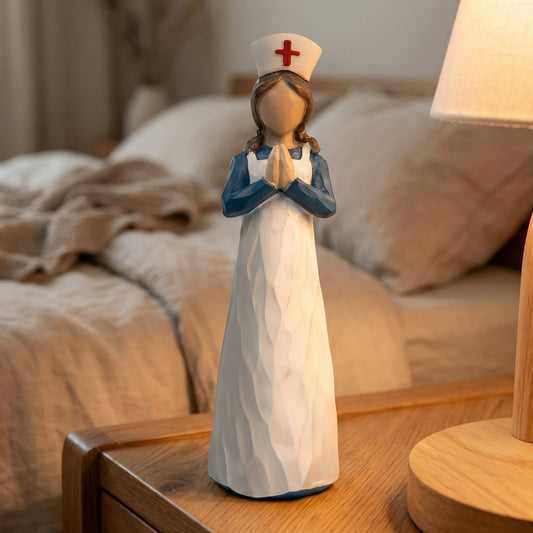 Hand-Painted Resin Angel Nurse Statue – Inspirational Nurse Figurine for Appreciation, Care & Hope