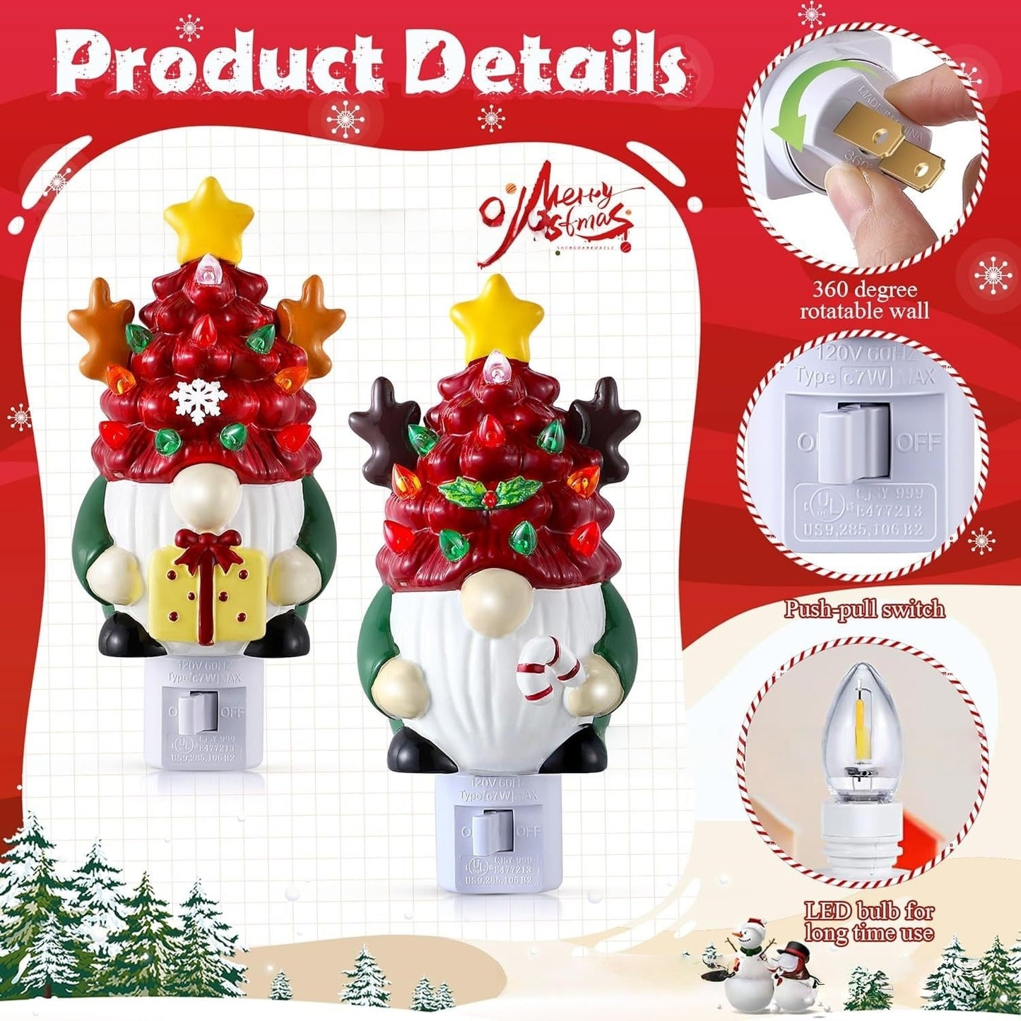 🎄2025 Christmas On Sale✨Christmas Gnome Plug in Night Light