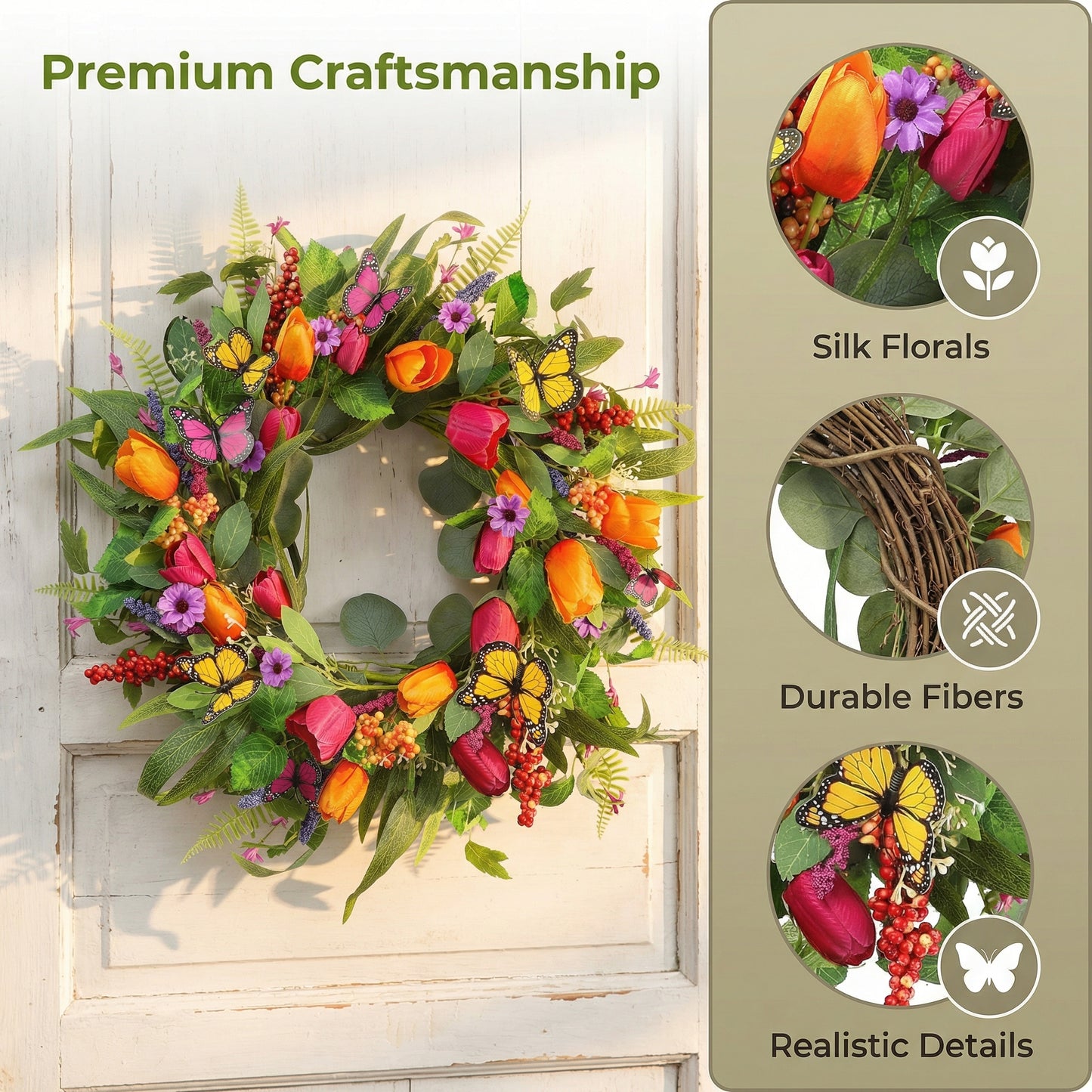 Artificial Tulip Wreath for Easter and spring decorating
