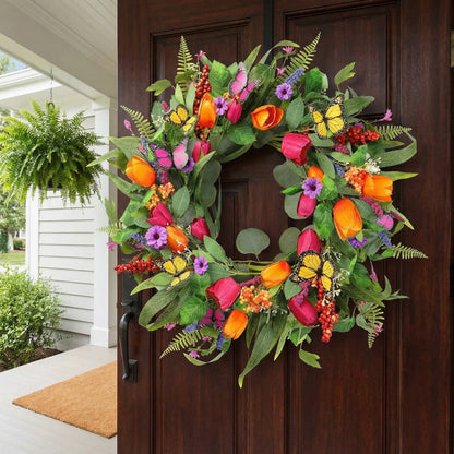 Artificial Tulip Wreath for Easter and spring decorating