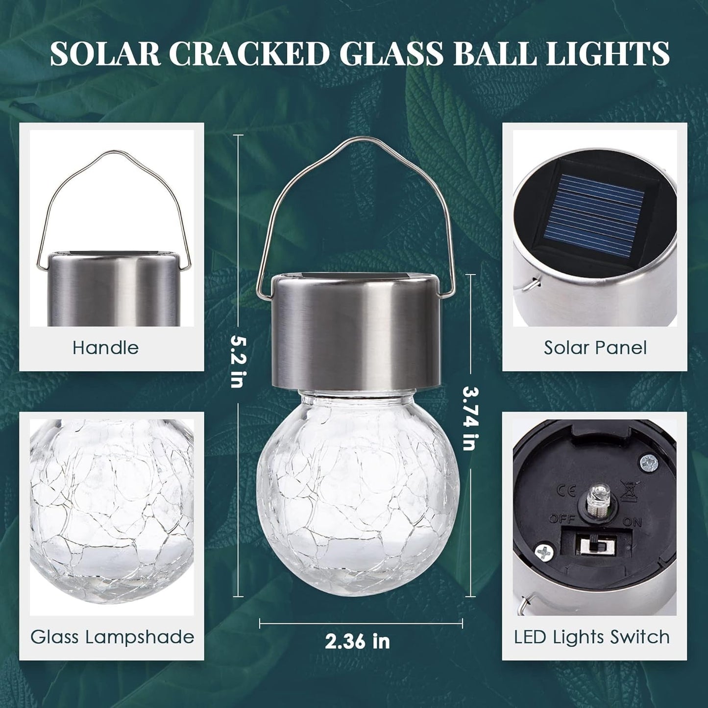 Hanging Cracked Glass Ball Solar Lights