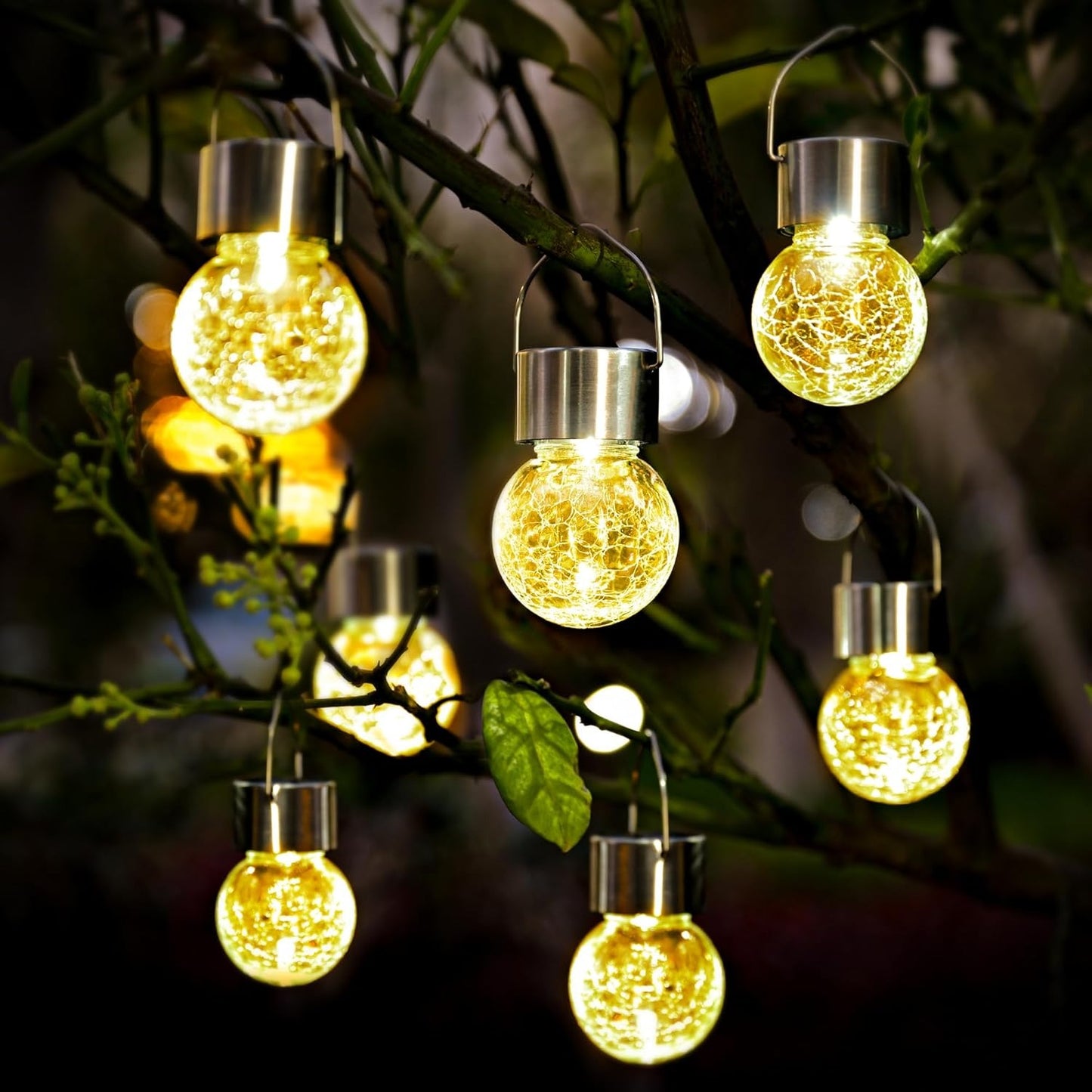 Hanging Cracked Glass Ball Solar Lights