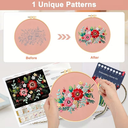 DIY Embroidered Clasp Lock Handbag Making Kit with Thread