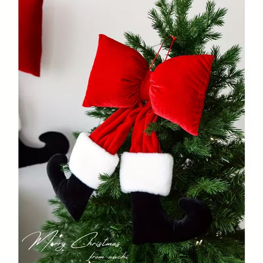 🎄Early Christmas Sale🔥Christmas Bow Ornament with Black Feet