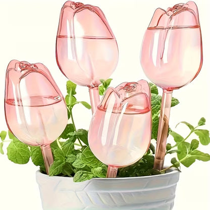 Tulip-Shaped Plant Watering Globes with Narrow Nozzle Slow-Drip Design
