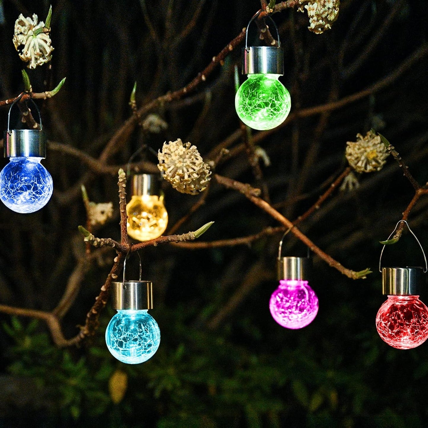 Hanging Cracked Glass Ball Solar Lights