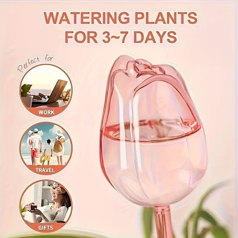 Tulip-Shaped Plant Watering Globes with Narrow Nozzle Slow-Drip Design
