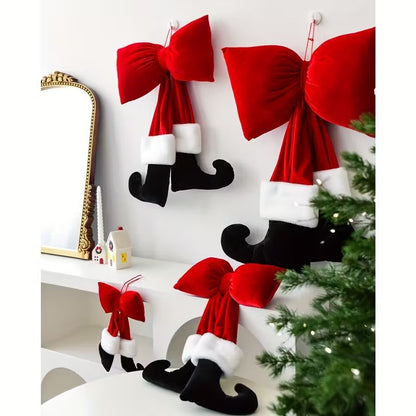 🎄Early Christmas Sale🔥Christmas Bow Ornament with Black Feet