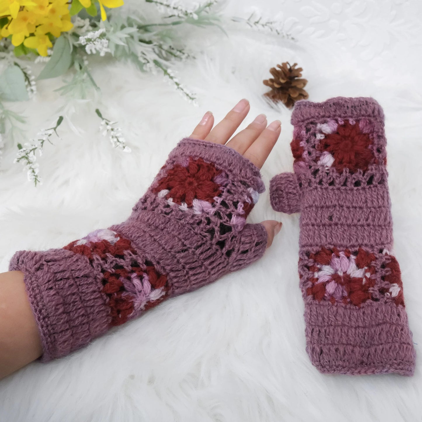 ⚡Flash Sale⚡Hand Knitted Crochet Fingerless Gloves