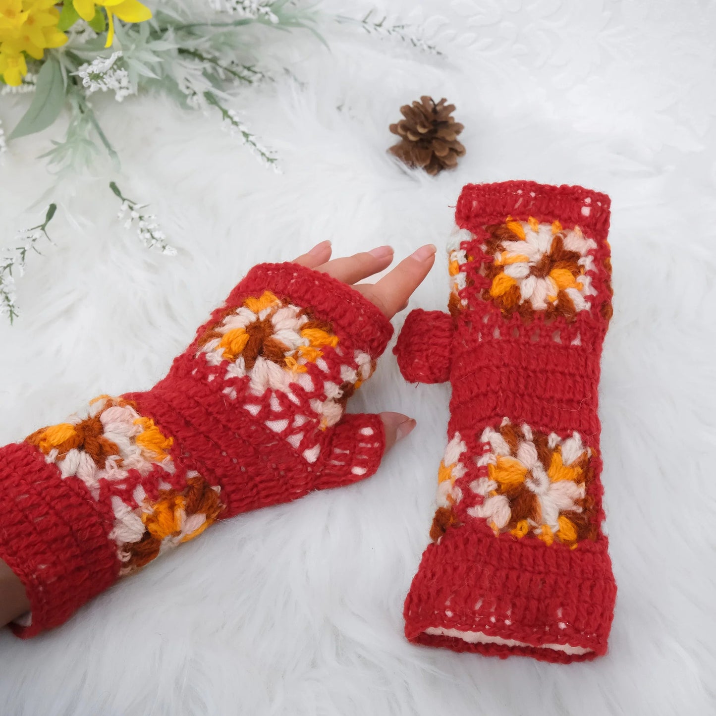 ⚡Flash Sale⚡Hand Knitted Crochet Fingerless Gloves