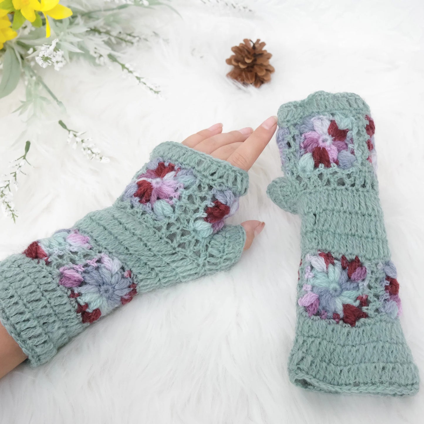 ⚡Flash Sale⚡Hand Knitted Crochet Fingerless Gloves