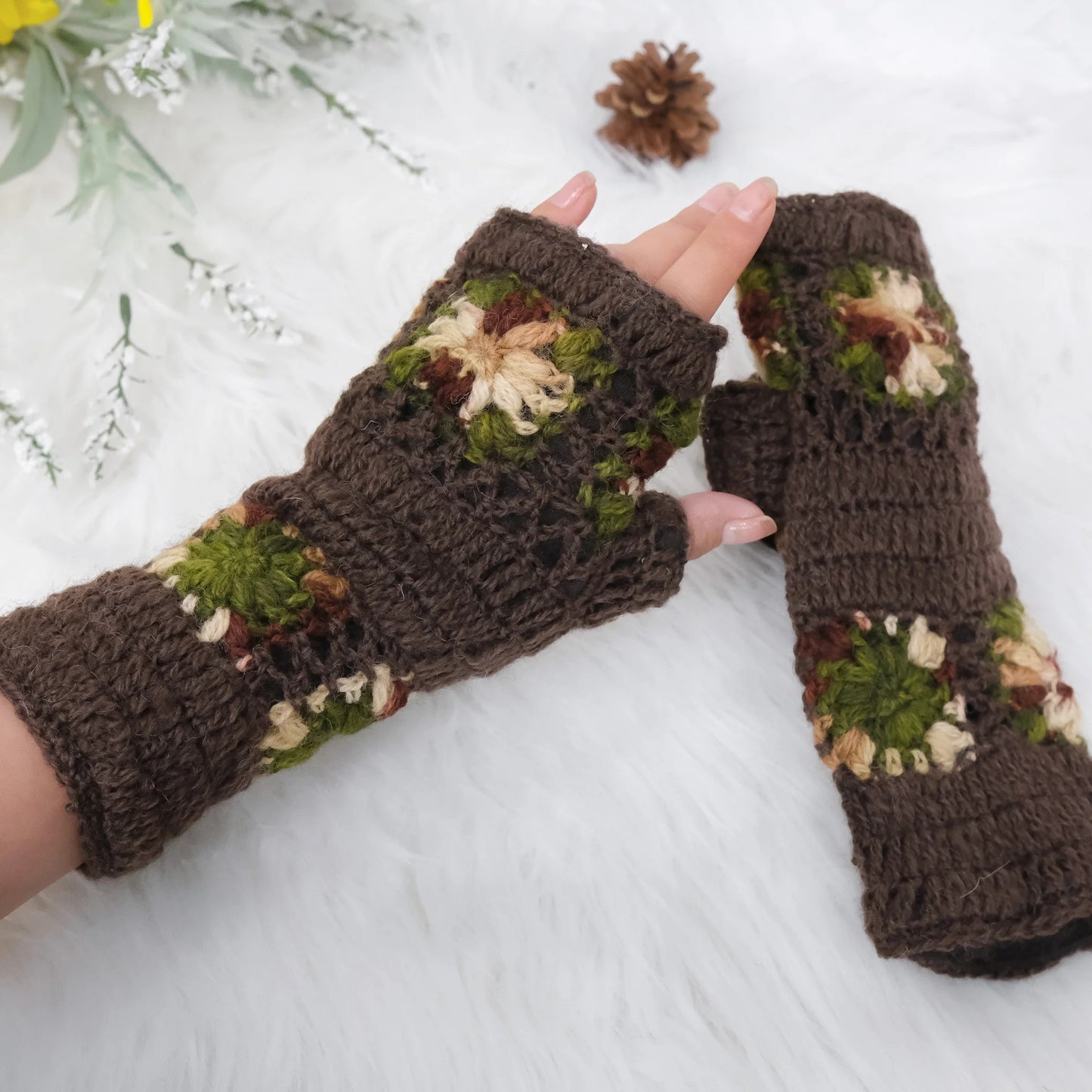⚡Flash Sale⚡Hand Knitted Crochet Fingerless Gloves