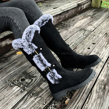 ⚡Flash Sale⚡Women's Plush Winter Boots with Thick Platform Sole & Buckle Closure