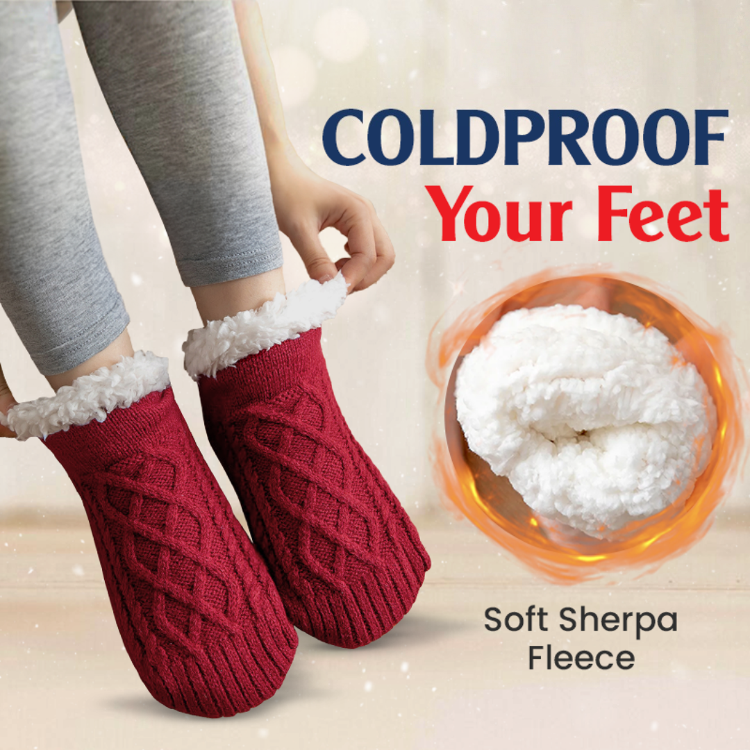 Fleece-Lined Non-Slip Thermal Slippers Socks