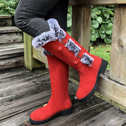 ⚡Flash Sale⚡Women's Plush Winter Boots with Thick Platform Sole & Buckle Closure