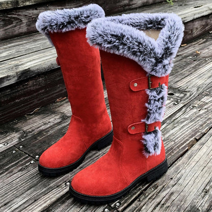 ⚡Flash Sale⚡Women's Plush Winter Boots with Thick Platform Sole & Buckle Closure