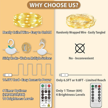 Fairy String Hanging  Curtain Lights with Remote