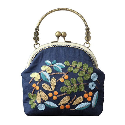 DIY Embroidered Clasp Lock Handbag Making Kit with Thread