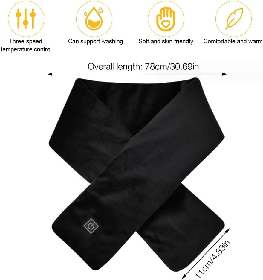 USB Heated Scarf with 3 Levels Adjustable Temperature