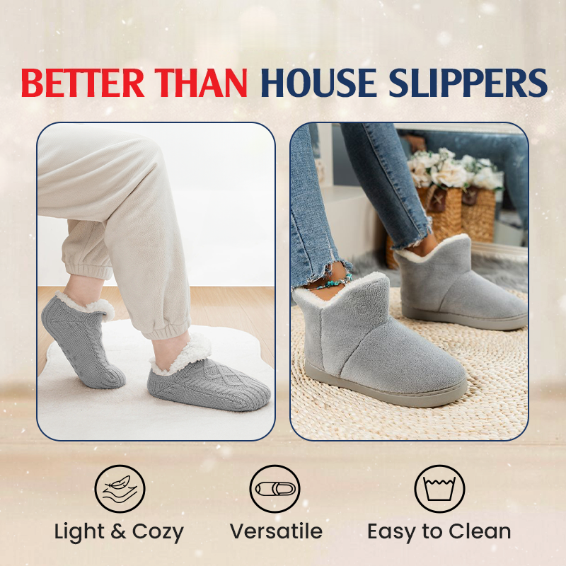 Fleece-Lined Non-Slip Thermal Slippers Socks