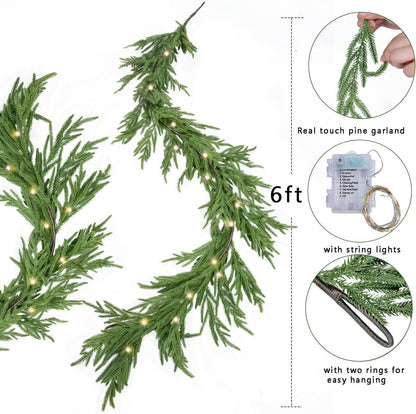 🎄Early Christmas Sale🔥Pre-Lit Artificial Norfolk Pine Garland