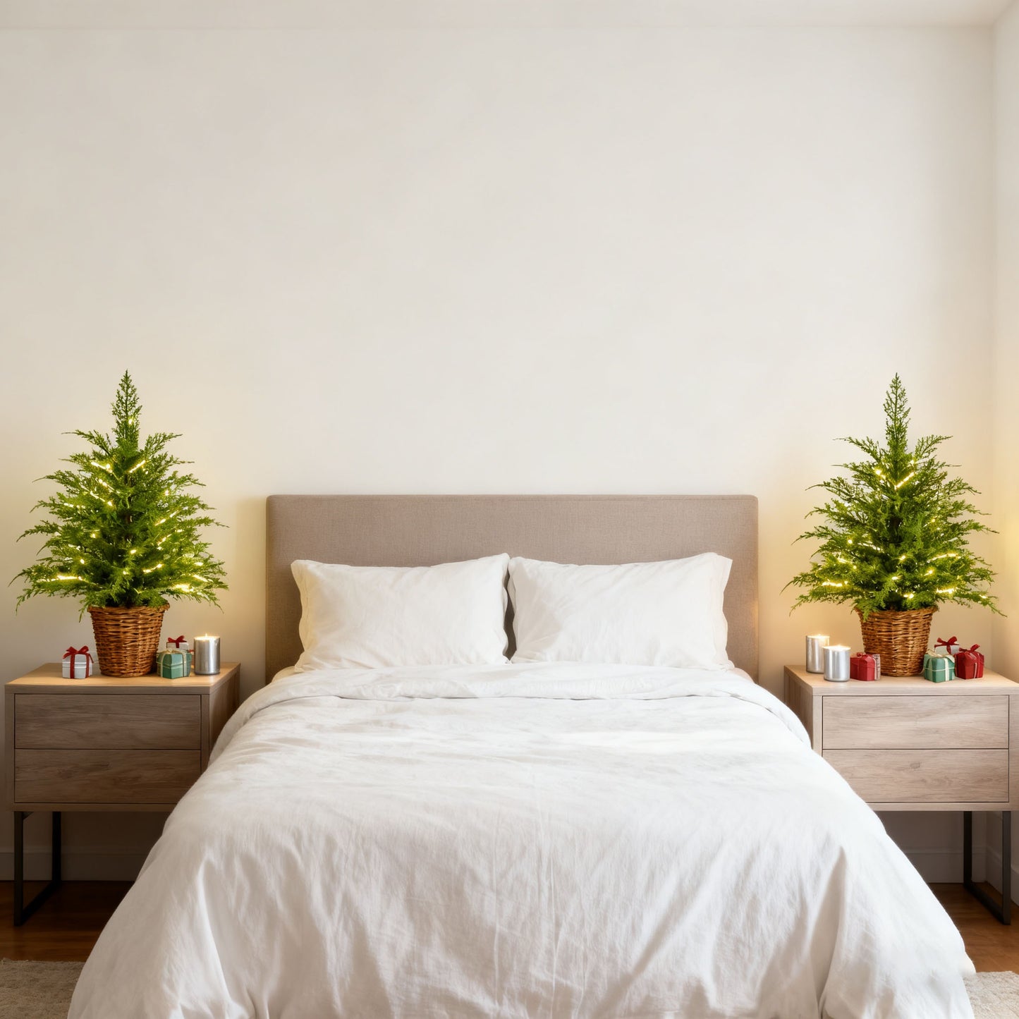 Pre-Lit Green Cypress Artificial Christmas Tree With Woven Basket And Timer